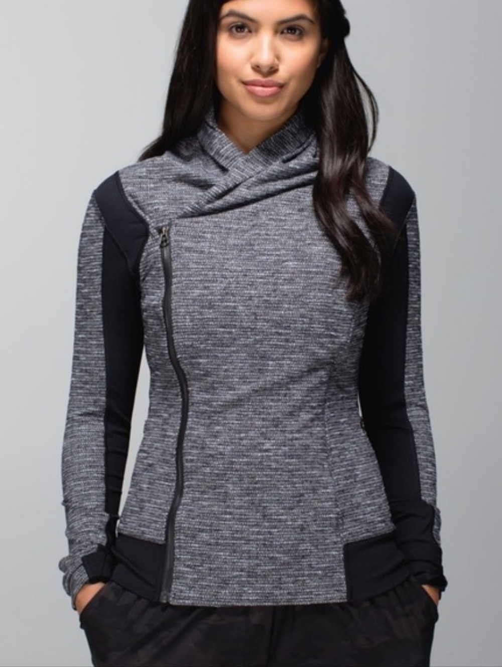 Lululemon Women's Bhakti Coco Pique Black Double Zip Yoga Jacket Size‎ 4